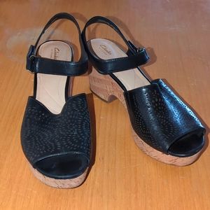 Clarks Artisan Cork sole platform sandals